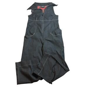Annie Thompson Wide Leg Denim Jumpsuit Size Medium Sustainable Boho Streetwear